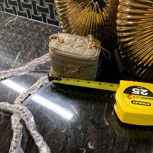 Bebe Quilted Mini Crossbody Bag in Gold and Cream